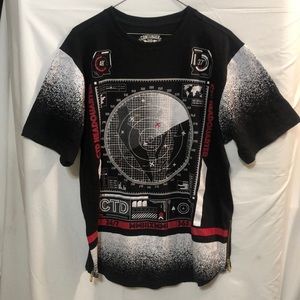 Contender Black Graphic T-Shirt With Zip Sides